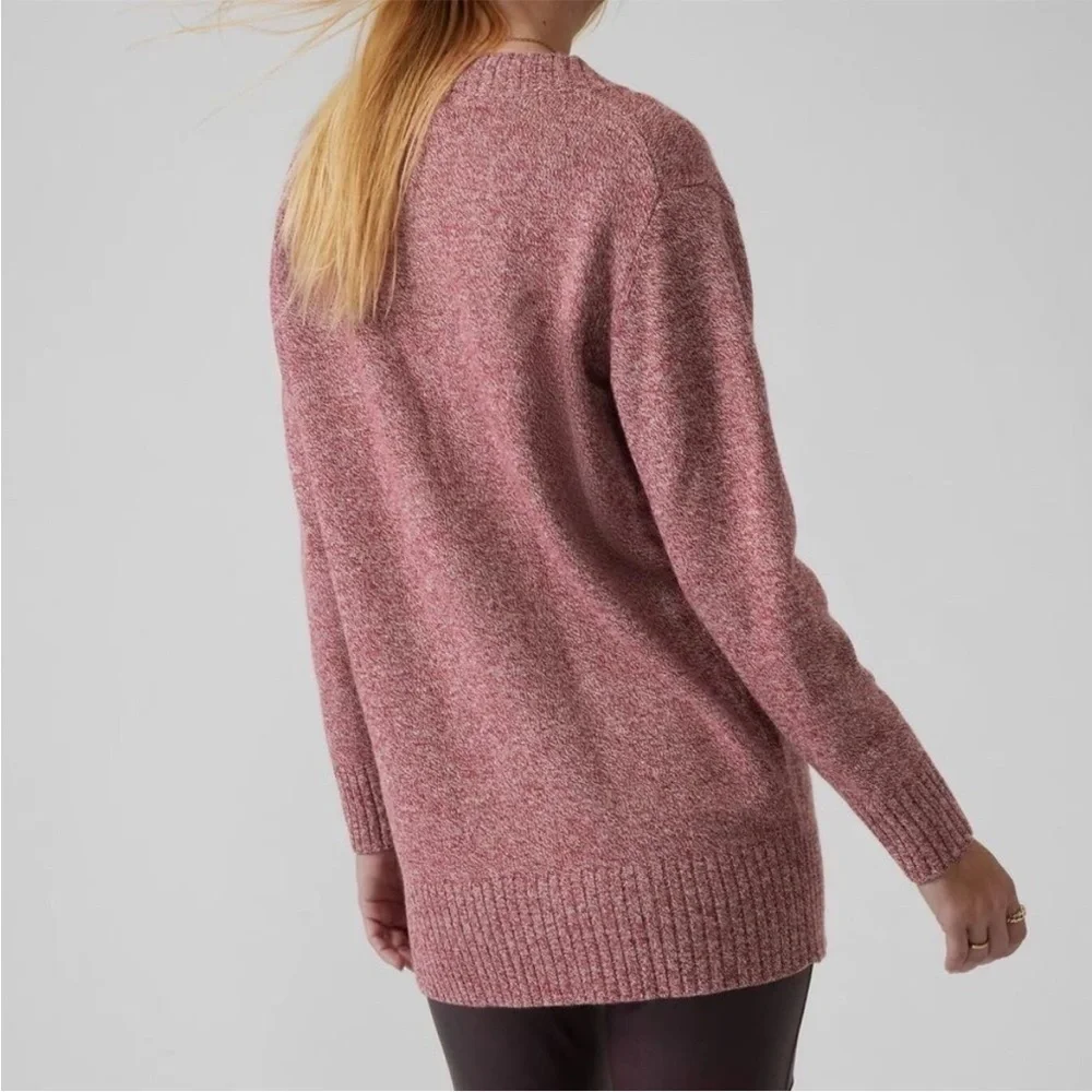 Athleta S Wine Red Vital V-Neck Tunic Sweater Cashmere Wool Lounge Oversized